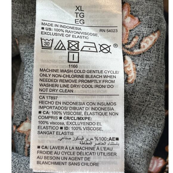 Old Navy Womens XL Black/Brown/Pink Floral Print V Neck Rayon Dress BOHO/Fairy - Picture 6 of 9